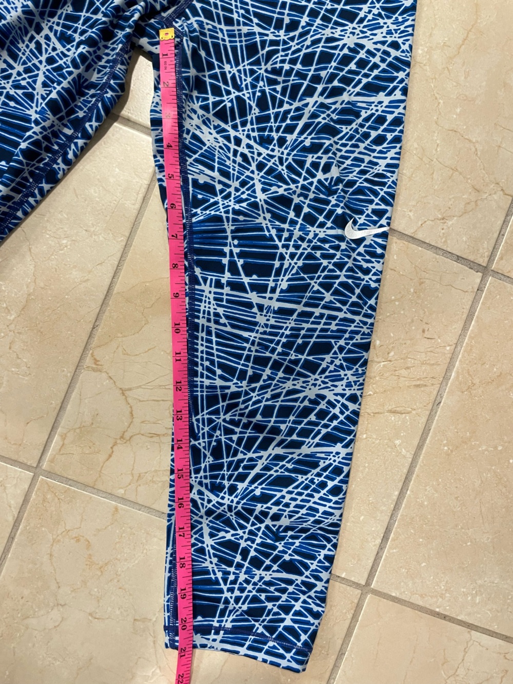 Nike Pro Blue and White Printed Compression Leggings - Picture 7 of 10